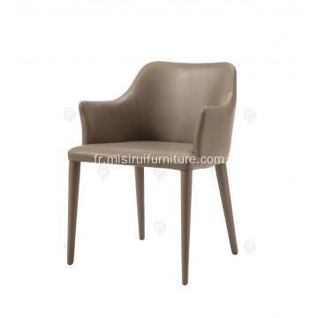 Chaises de lin en coton en faux cuir foncé